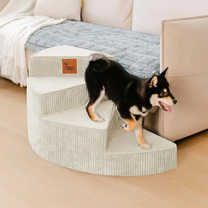 CreamyStep Cozy Corduroy Spiral Pet Stairs — Removable, Joint-Friendly, Easy Access for Pets