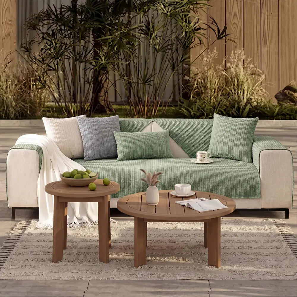 Elegant Solid-Color Chenille Outdoor Couch Cover - Scratch-Resistant, Protective Cover for Patio Furniture