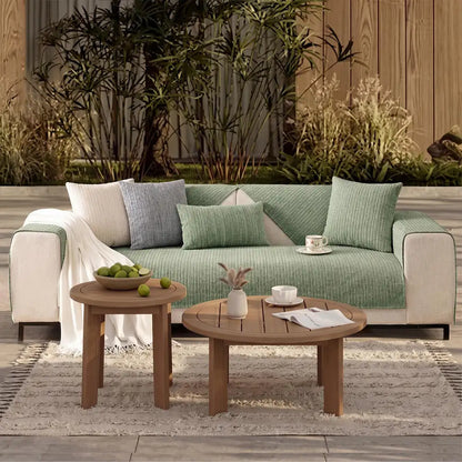 Elegant Solid-Color Chenille Outdoor Couch Cover - Scratch-Resistant, Protective Cover for Patio Furniture