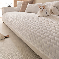 Cream quilted crystal velvet sofa cover