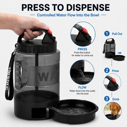 Dog Water Bottle for Hiking, 74 fl oz with Pull-Out Bowl