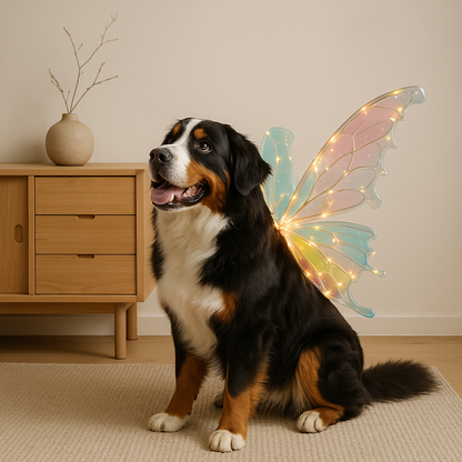Cute Dog Costume with Butterfly Wings | Adjustable Lightweight Fairy Outfit with LED Lights