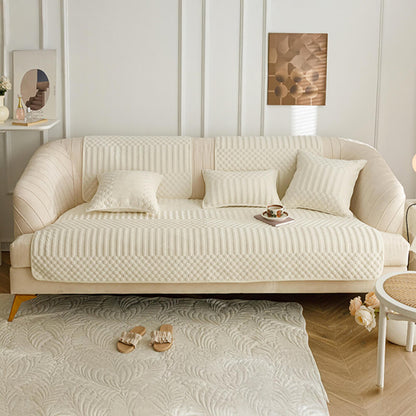 Cozy Plush Vintage-Style Non-Slip Couch Cover