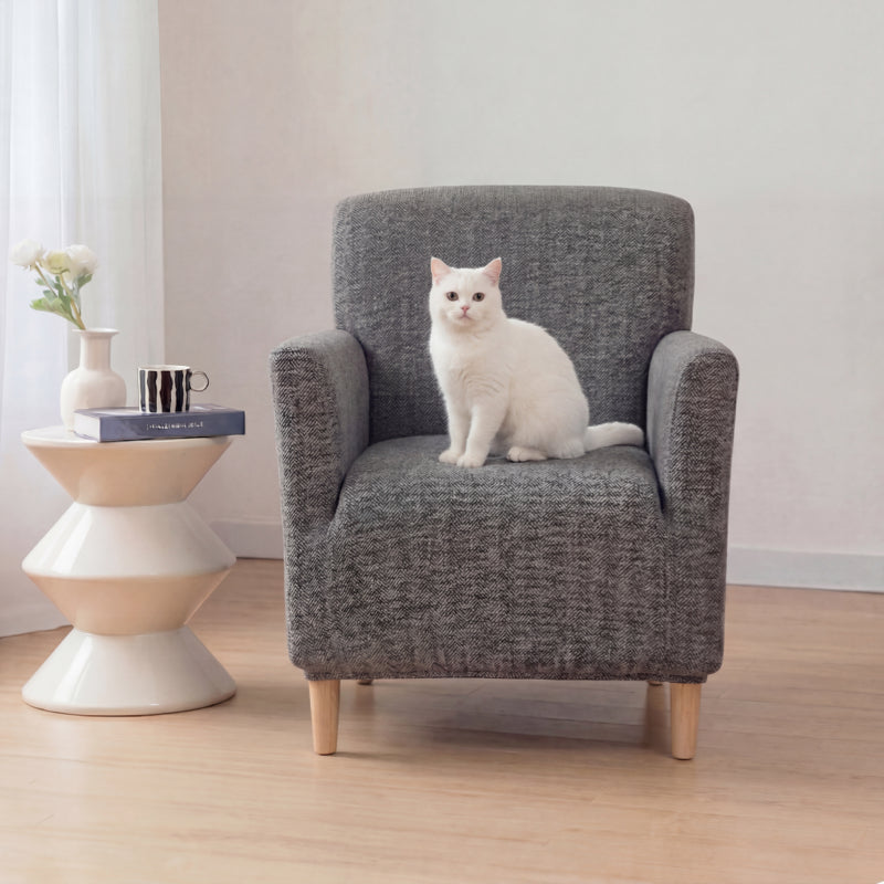 Herringbone Full-Coverage Armchair Protector – Soft, Scratch-Resistant Sofa Cover with Elastic Fit