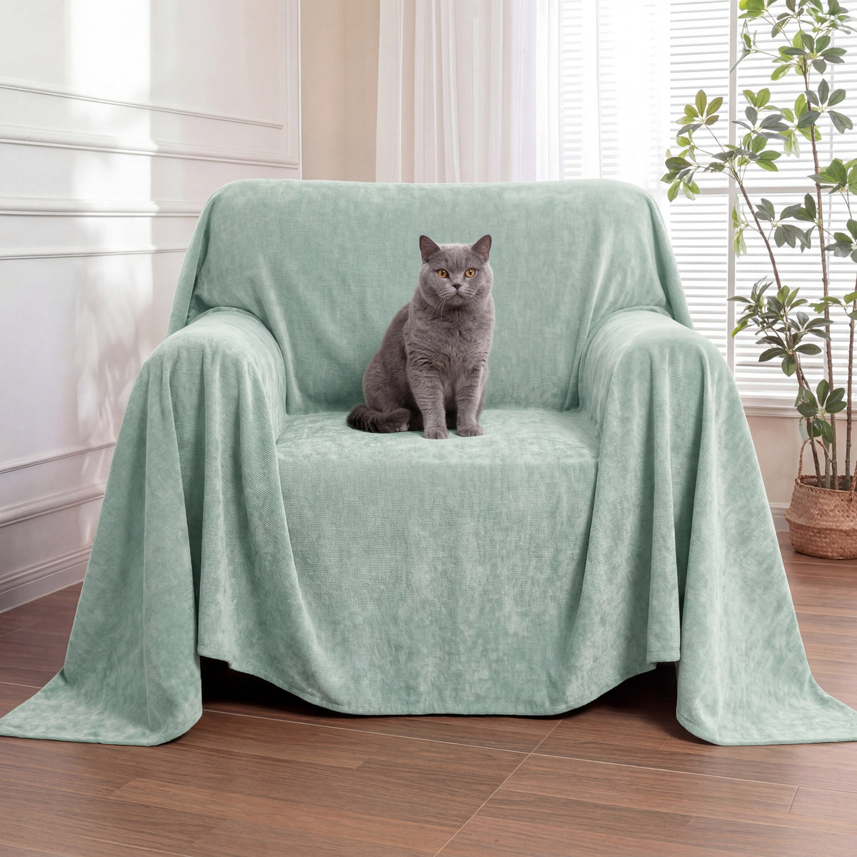 Luxuriously Soft, Waterproof Armchair Cover — Scratch-Resistant, Non-Linting Throw Slipcover