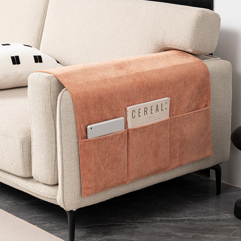 Orange chenille sofa armrest cover
