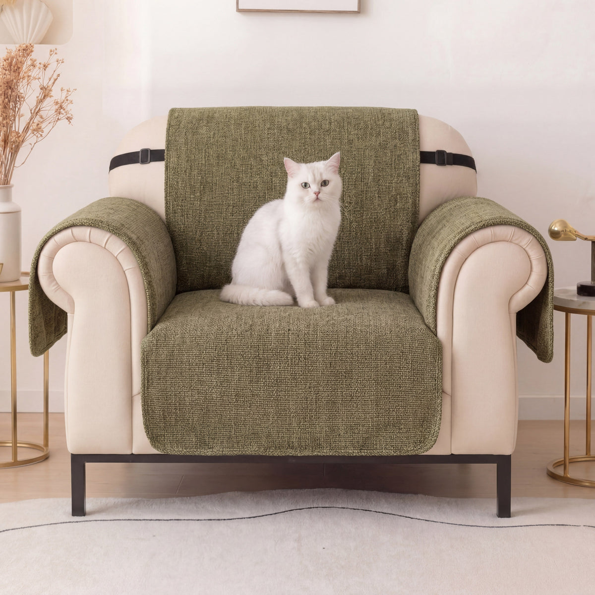 One-Piece Chenille Recliner Chair Cover - Scratch-Resistant, Durable, Water-Repellent & Non-Slip