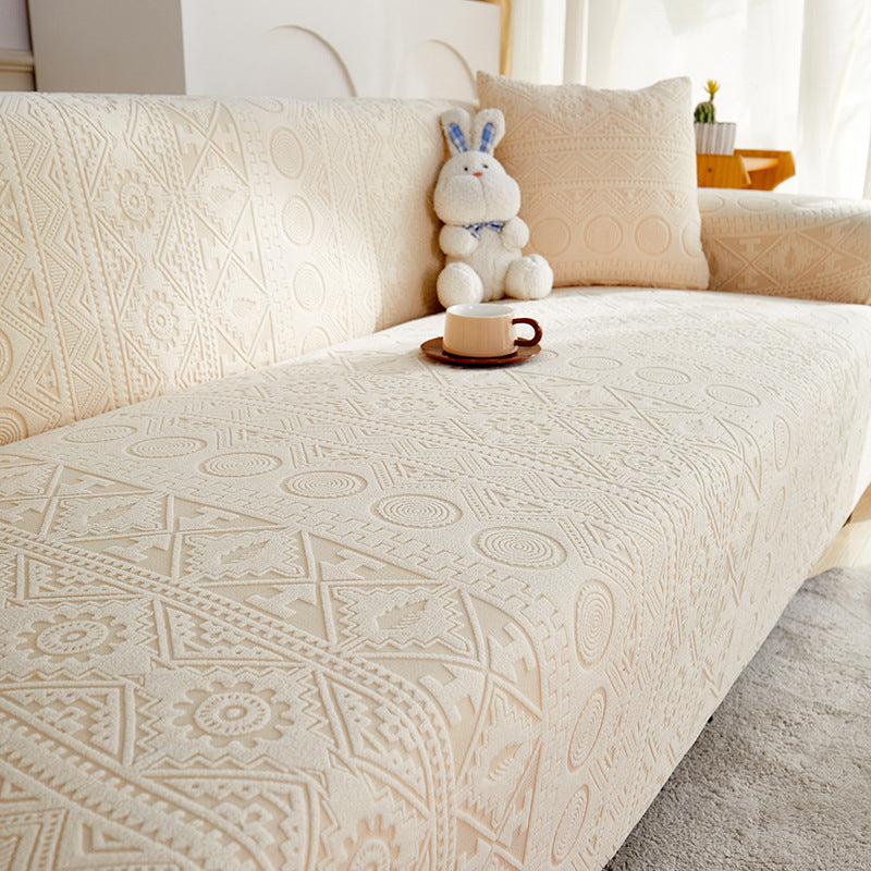 Bohemian Jacquard Stretch Sofa Cover – Full-Cover, Non-Slip Protector with Pillowcase