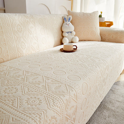 Bohemian Jacquard Stretch Sofa Cover – Full-Cover, Non-Slip Protector with Pillowcase