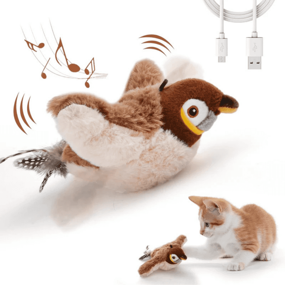 Flapping Bird Cat Toy with Realistic Flapping Wings and Chirping Sounds — USB Rechargeable Interactive Toy for Cats