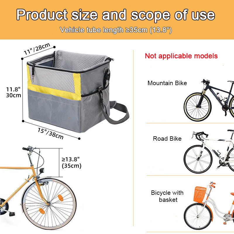 3-in-1 Dog Bike Basket – Removable Pet Carrier with Safety Buckle