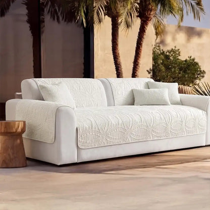 All-Season Water-Repellent Brushed Fabric Outdoor Couch Cover - Breathable & Non-Slip