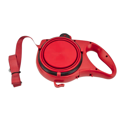 3-in-1 Dog Leash with Built-In Water Bottle, Bowl & Waste Bag Dispenser | Portable Travel Design