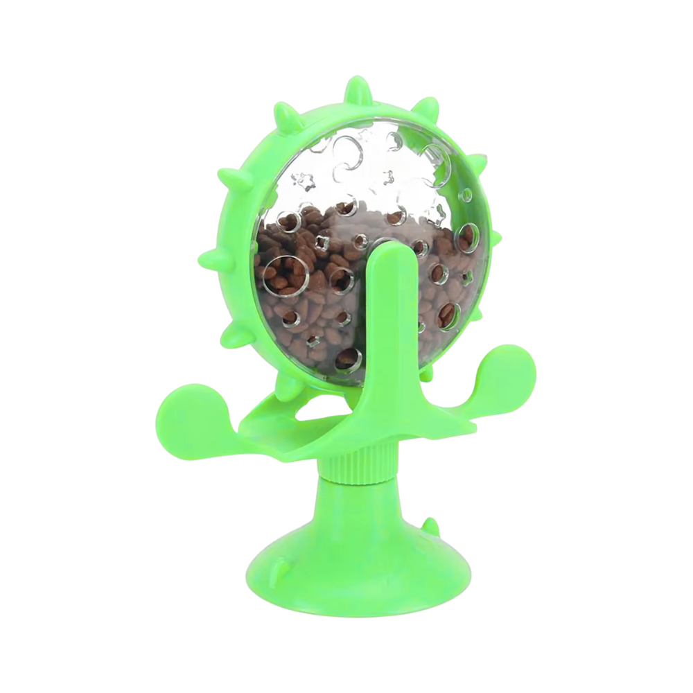 Interactive Spinning Treat Dispenser Toy with Suction Base — Slow-Feeder for Dogs & Cats