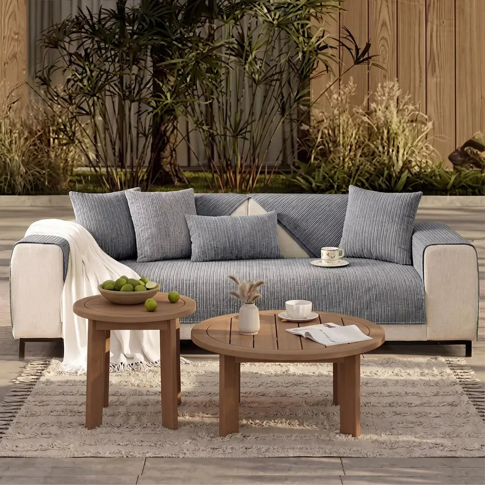 Elegant Solid-Color Chenille Outdoor Couch Cover - Scratch-Resistant, Protective Cover for Patio Furniture
