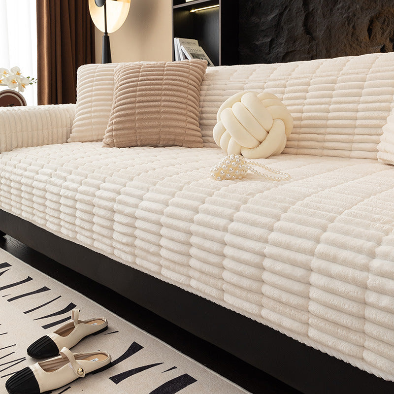 Cream flannel couch cover