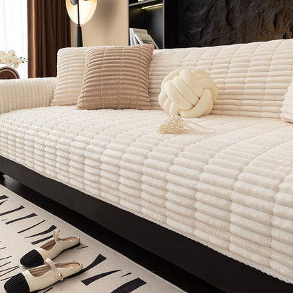 Cream flannel couch cover