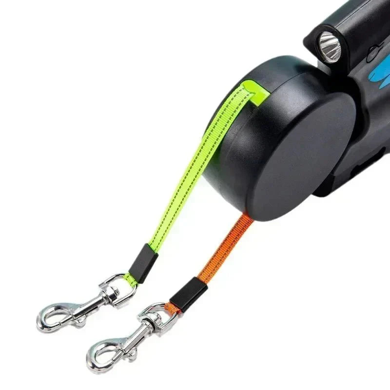 3-in-1 Duo Belt with Flashlight | Dual Retractable Leash for Dogs