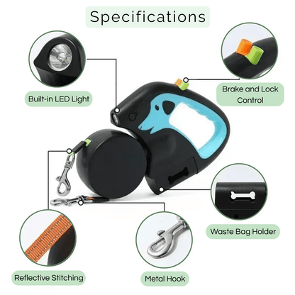 3-in-1 Duo Belt with Flashlight | Dual Retractable Leash for Dogs