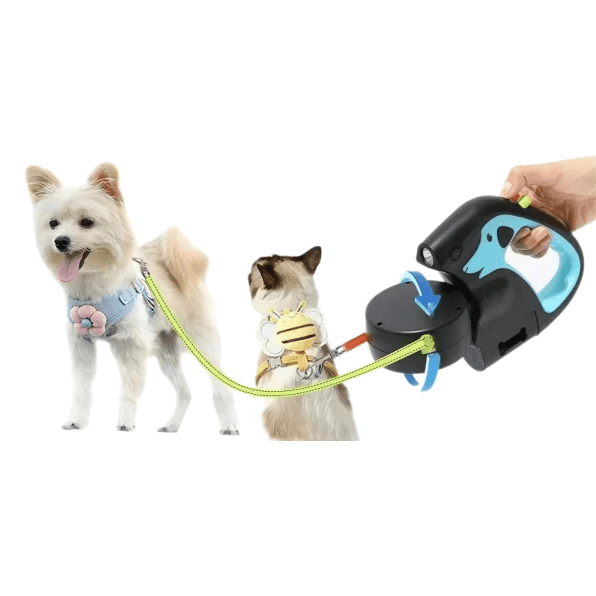 3-in-1 Duo Belt with Flashlight | Dual Retractable Leash for Dogs