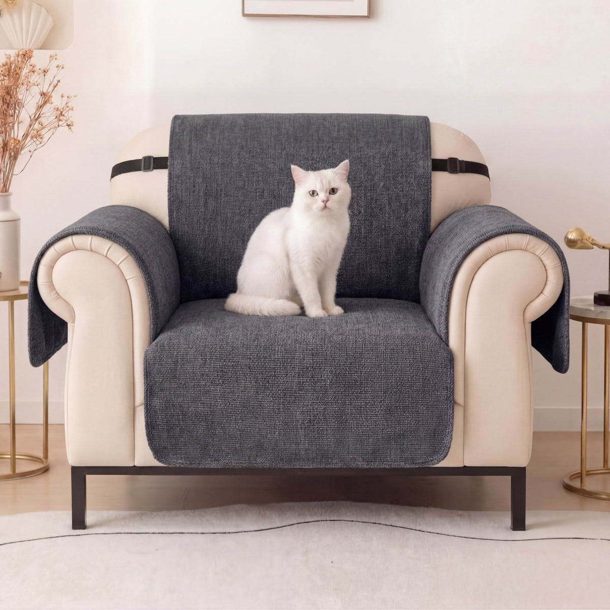 One-Piece Chenille Recliner Chair Cover - Scratch-Resistant, Durable, Water-Repellent & Non-Slip