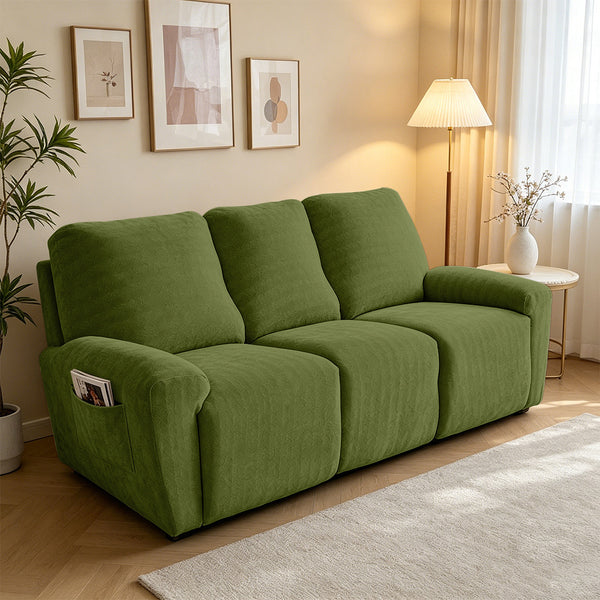 Green herringbone chenille recliner sofa cover