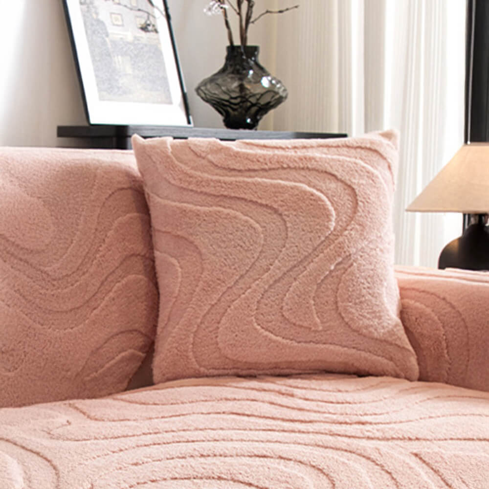 Cozy Plush Curved Jacquard Sofa Cover with Non-Slip Backing – Warm Couch Protector