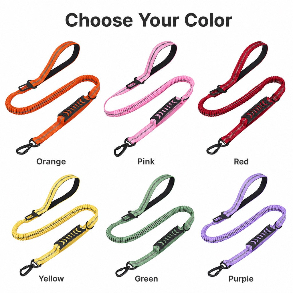 Dog Seat Belt Leash for Car, Reflective Bungee Tether