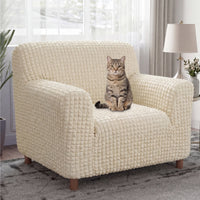 Cream-Style Seersucker Armchair Cover - Breathable, Stretchy, Full-Coverage Magic-Fit