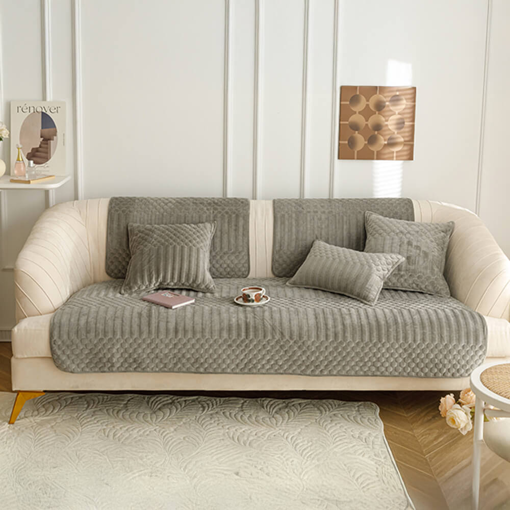 Cozy Plush Vintage-Style Non-Slip Couch Cover
