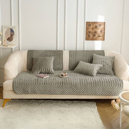 Cozy Plush Vintage-Style Non-Slip Couch Cover