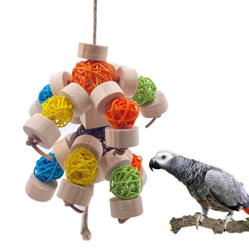 Wooden Vine Ball Bird Toy for Nibbling – Cage Accessories & Bird Toys