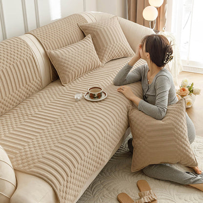 Cozy Plush Vintage-Style Non-Slip Couch Cover