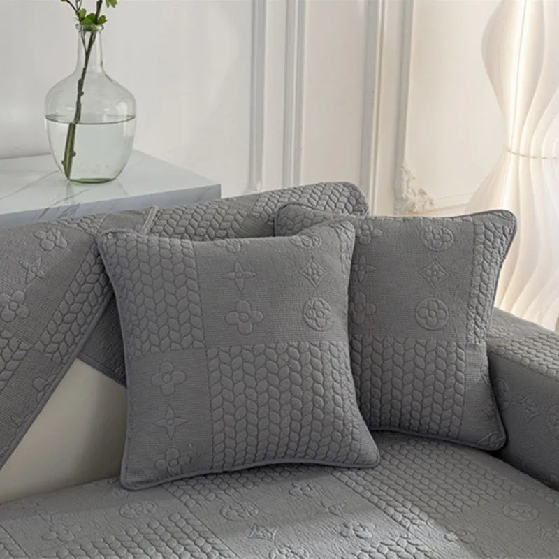 3D Wheat Embroidered Cotton Couch Cover - Washable, Non-Slip & Pet-Scratch Resistant