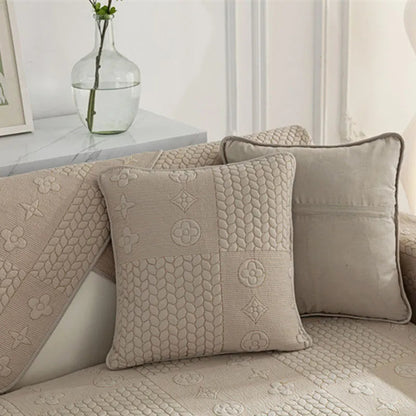 3D Wheat Embroidered Cotton Couch Cover - Washable, Non-Slip & Pet-Scratch Resistant