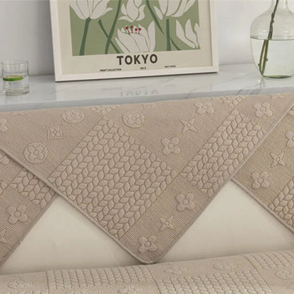 3D Wheat Embroidered Cotton Couch Cover - Washable, Non-Slip & Pet-Scratch Resistant
