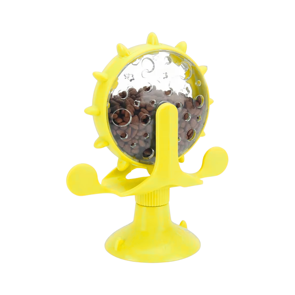 Interactive Spinning Treat Dispenser Toy with Suction Base — Slow-Feeder for Dogs & Cats