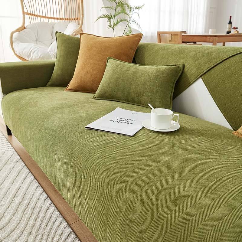 Herringbone Chenille Couch Cover - Premium Furniture Protector