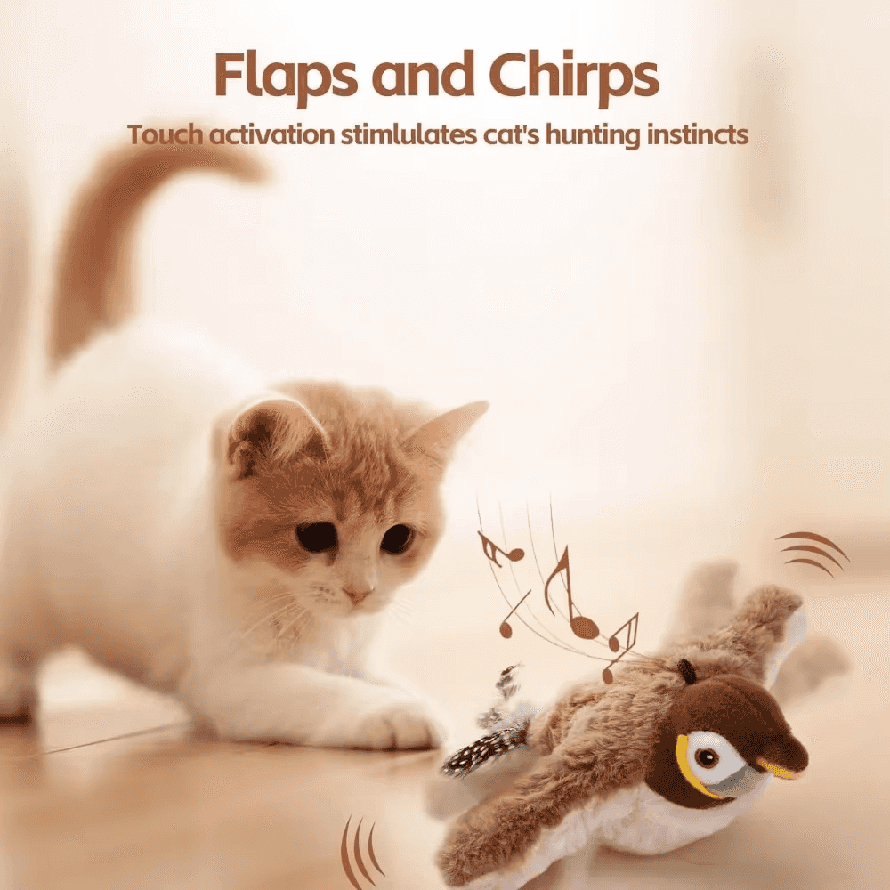 Flapping Bird Cat Toy with Realistic Flapping Wings and Chirping Sounds — USB Rechargeable Interactive Toy for Cats