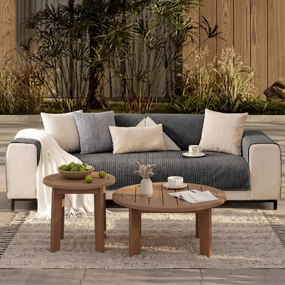 Elegant Solid-Color Chenille Outdoor Couch Cover - Scratch-Resistant, Protective Cover for Patio Furniture