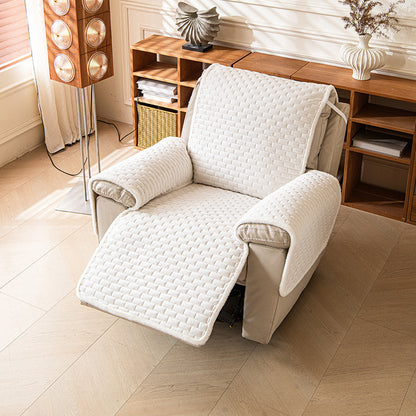 Off-White plush recliner chair cover for dogs and cats