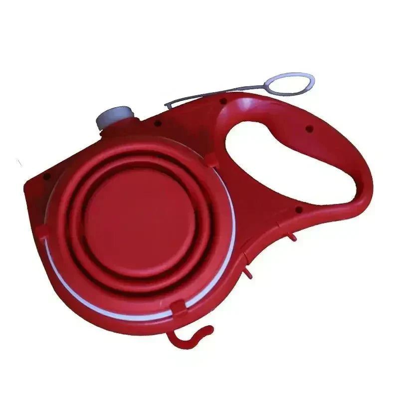 4-in-1 Retractable Dog Leash | Built-in Water Bottle, Food Bowl & Poop Bag Holder