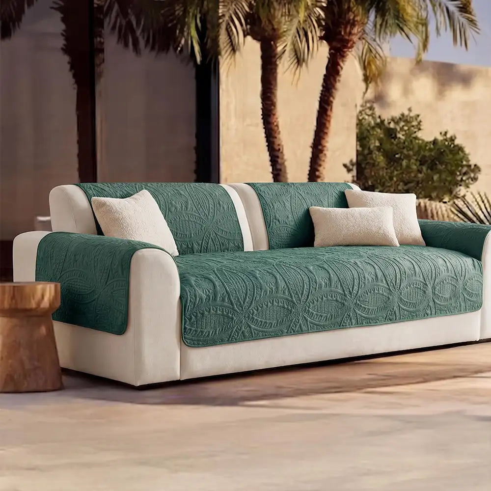 All-Season Water-Repellent Brushed Fabric Outdoor Couch Cover - Breathable & Non-Slip