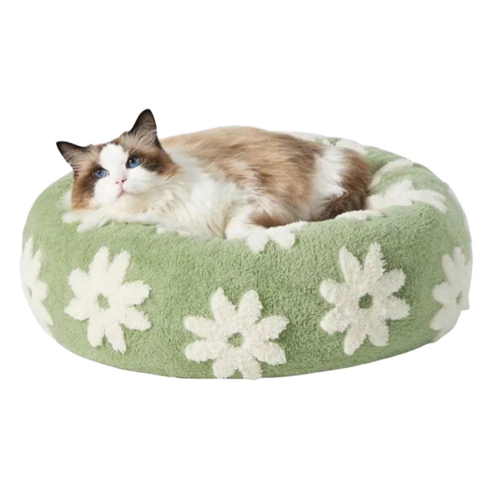 Calming Donut Cat Bed | Soft Plush Bed for Cats and Small Dogs