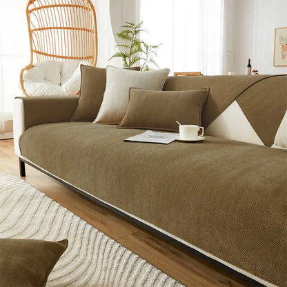 Herringbone Chenille Couch Cover - Premium Furniture Protector