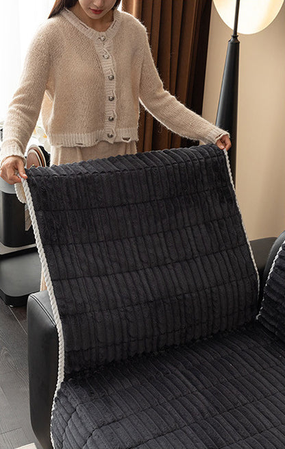 Dark Grey flannel cover held up to show size