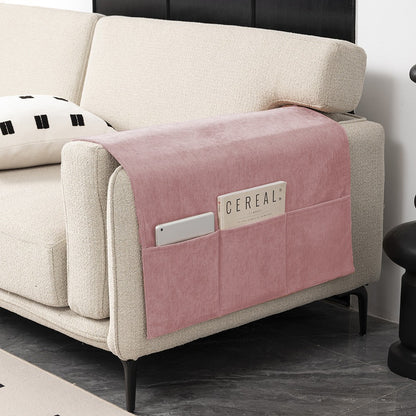 Pink chenille sofa armrest cover