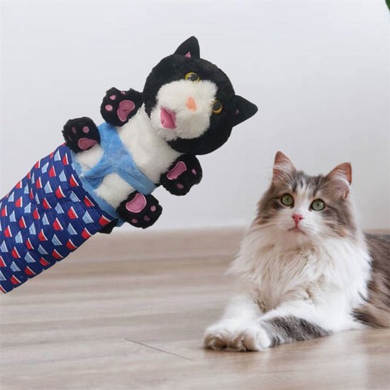 Interactive Cat Play Glove: Scratch-Resistant Toy with Realistic Design and Movable Paws for Engaging Fun