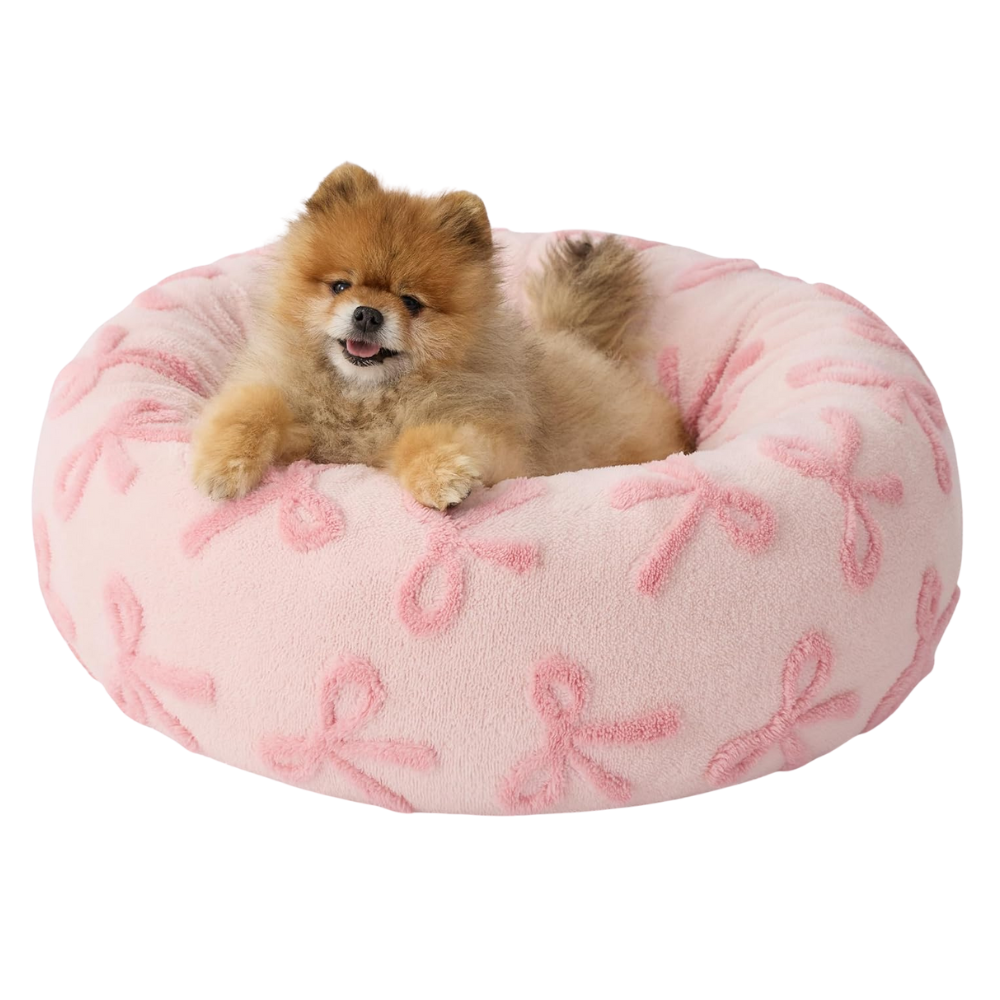 Calming Donut Cat Bed | Soft Plush Bed for Cats and Small Dogs