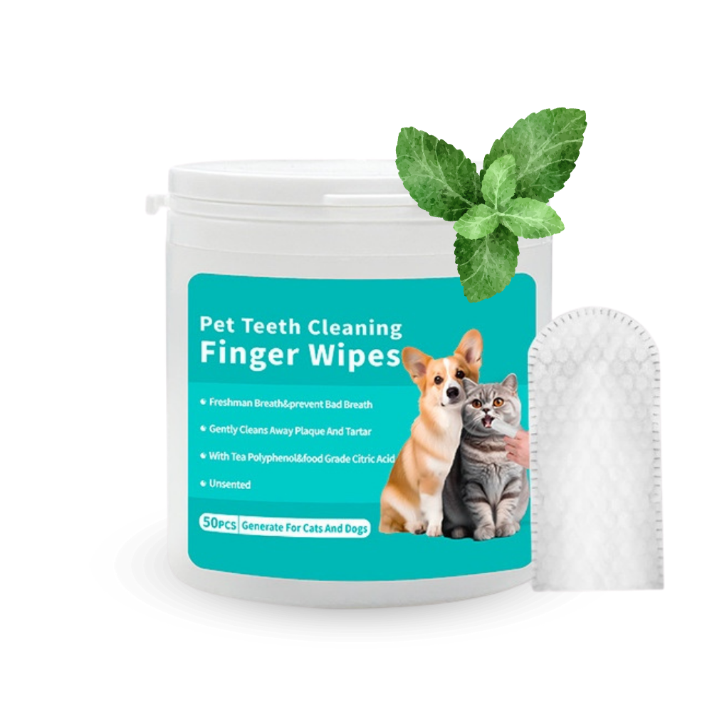 Dog Dental Wipes – Easy Finger Tooth Cleaning Wipes for Dogs, Removes Plaque & Freshens Breath